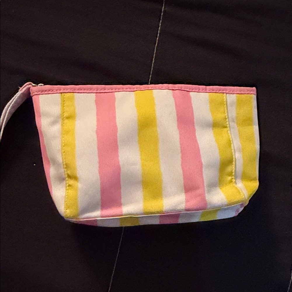 PINK Victoria's Secret Striped Cosmetic Bag - Pink and Yellow - Picture 3 of 4